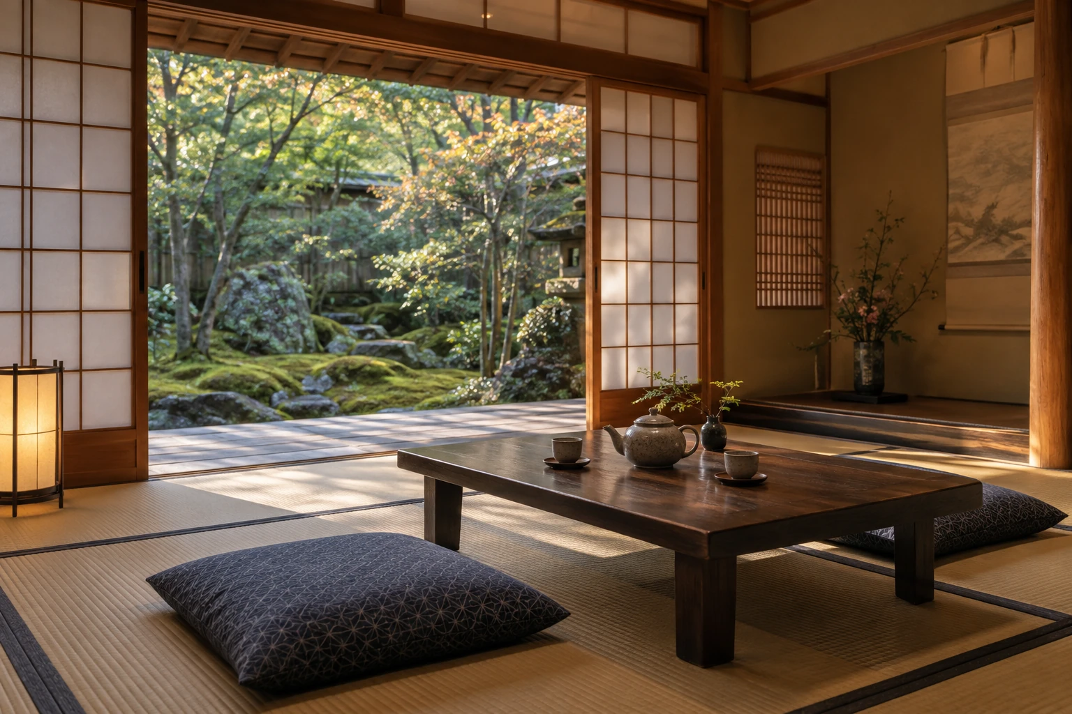庭園を望む旅館の畳の客室